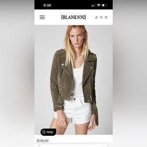 Brand New w/tags Blank NYC Suede Moto Jacket in Herb (olive green)